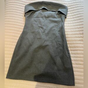 Zara Gray Strapless Pinstripe Mini Dress Size Small